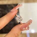 Picture of Rose Gold 3.0 Carat Cushion Cut Engagement Ring for Women In Sterling Silver