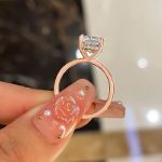 Picture of Rose Gold 3.0 Carat Cushion Cut Engagement Ring for Women In Sterling Silver