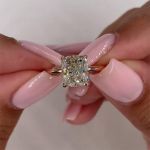 Picture of Rose Gold 3.0 Carat Cushion Cut Engagement Ring for Women In Sterling Silver