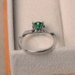 Picture of Twist Round Cut Emerald Green Engagement Ring In Sterling Silver