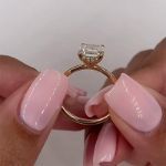 Picture of Rose Gold 3.0 Carat Cushion Cut Engagement Ring for Women In Sterling Silver