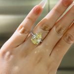 Picture of luxurious Two-Tone Pear Cut Yellow Sapphire Engagement Ring In Sterling Silver