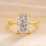 Picture of Gorgeous Yellow Gold Elongated Radiant Cut Engagement Ring In Sterling Silver