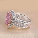 Picture of Luxurious Double Halo Pear Cut Pink Sapphire Engagement Ring In Sterling Silver