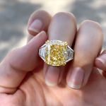 Picture of Luxurious Cushion Cut Yellow Sapphire Engagement Ring In Sterling Silver