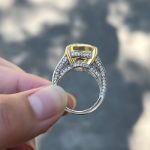 Picture of Luxurious Cushion Cut Yellow Sapphire Engagement Ring In Sterling Silver