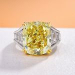 Picture of Luxurious Cushion Cut Yellow Sapphire Engagement Ring In Sterling Silver