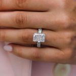 Picture of Gorgeous Radiant Cut Moissanite Diamond Engagement Ring In Sterling Silver