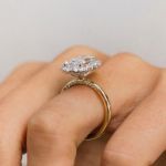 Picture of Exquisite Yellow Gold Halo Oval Cut Engagement Ring In Sterling Silver