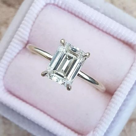 Picture of Classic Emerald Cut Solitaire Engagement Ring In Sterling Silver