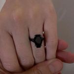 Picture of Dark Split Shank Coffin Cut Engagement Ring For Women In Sterling Silver