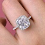 Picture of Elegant Halo Cushion Cut Engagement Ring In Sterling Silver