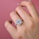 Picture of Elegant Halo Cushion Cut Engagement Ring In Sterling Silver