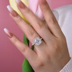 Picture of Elegant Halo Cushion Cut Engagement Ring In Sterling Silver