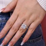 Picture of Elegant Halo Cushion Cut Engagement Ring In Sterling Silver