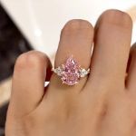 Picture of Elegant Rose Gold Pear Cut Pink Sapphire Engagement Ring In Sterling Silver