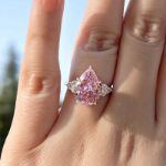 Picture of Elegant Rose Gold Pear Cut Pink Sapphire Engagement Ring In Sterling Silver