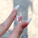 Picture of Elegant Rose Gold Pear Cut Pink Sapphire Engagement Ring In Sterling Silver