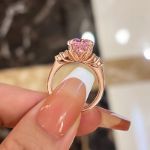 Picture of Elegant Rose Gold Pear Cut Pink Sapphire Engagement Ring In Sterling Silver