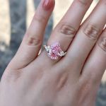 Picture of Elegant Rose Gold Pear Cut Pink Sapphire Engagement Ring In Sterling Silver