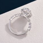 Picture of Exclusive Halo Oval Cut Moissanite Diamond Engagement Ring In Sterling Silver