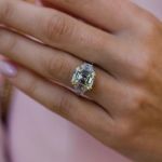 Picture of Exclusive Emerald Cut Three Stone Yellow Sapphire Engagement Ring In Sterling Silver