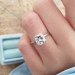 Picture of Elegant 3.0 Carat Cushion Cut Engagement Ring for Women In Sterling Silver