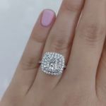 Picture of Double Halo Cushion Cut 2 Carat Engagement Ring In White Gold