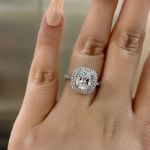 Picture of Double Halo Cushion Cut 2 Carat Engagement Ring In White Gold