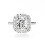 Picture of Double Halo Cushion Cut 2 Carat Engagement Ring In White Gold