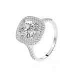 Picture of Double Halo Cushion Cut 2 Carat Engagement Ring In White Gold