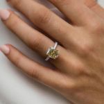 Picture of 3.0 Carat Cushion Cut Yellow Sapphire Women's Engagement Ring In Sterling Silver