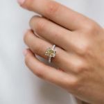 Picture of 3.0 Carat Cushion Cut Yellow Sapphire Women's Engagement Ring In Sterling Silver