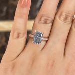 Picture of Elegant Cushion Cut Blue Sapphire Engagement Ring In Sterling Silver