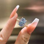 Picture of Elegant Cushion Cut Blue Sapphire Engagement Ring In Sterling Silver