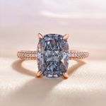 Picture of Elegant Cushion Cut Blue Sapphire Engagement Ring In Sterling Silver