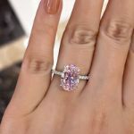 Picture of 3.5 Carat Oval Cut Pink Stone Engagement Ring In Sterling Silver