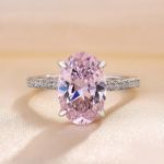 Picture of 3.5 Carat Oval Cut Pink Stone Engagement Ring In Sterling Silver