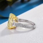 Picture of Exclusive Radiant Cut Yellow Sapphire Three Stone Engagement Ring In Sterling Silver