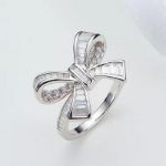 Picture of Elegant Bow-knot Design Engagement Ring for Women In Sterling Silver