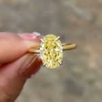 Picture of Yellow Gold Oval Cut Yellow Sapphire Engagement Ring In Sterling Silver