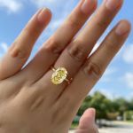 Picture of Yellow Gold Oval Cut Yellow Sapphire Engagement Ring In Sterling Silver