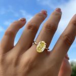 Picture of Yellow Gold Oval Cut Yellow Sapphire Engagement Ring In Sterling Silver