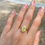 Picture of Yellow Gold Oval Cut Yellow Sapphire Engagement Ring In Sterling Silver