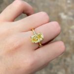 Picture of Yellow Gold Oval Cut Yellow Sapphire Engagement Ring In Sterling Silver