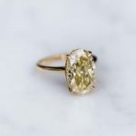 Picture of Yellow Gold Oval Cut Yellow Sapphire Engagement Ring In Sterling Silver