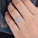 Picture of Twist Round Cut Three Stone Engagement Ring For Her In Sterling Silver