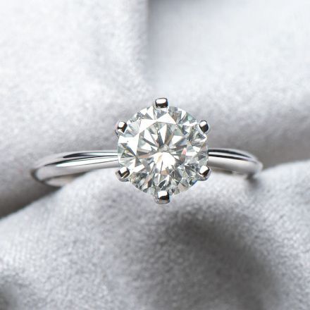 Picture of Classic 2.0 Carat Round Cut Moissanite Engagement Ring In Sterling Silver