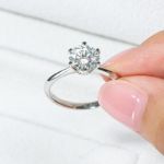 Picture of Classic 2.0 Carat Round Cut Moissanite Engagement Ring In Sterling Silver