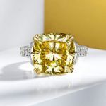 Picture of Stunning Cushion Cut Yellow Sapphire Engagement Ring In Sterling Silver